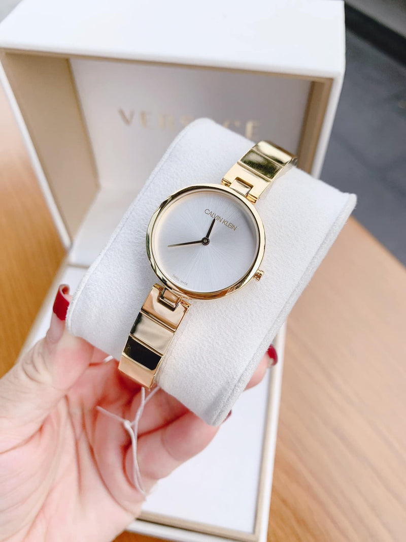 Calvin Klein Authentic Silver Dial Gold Steel Strap Watch for Women - K8G23546 Buy Now By Calvin Klein