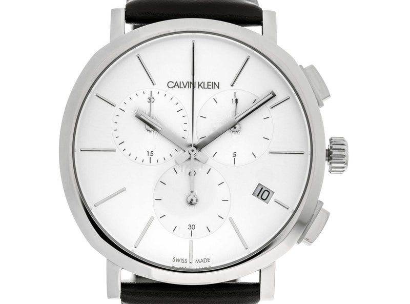 Calvin Klein Posh Silver Dial Black Leather Strap Watch for Men - K8Q371C6 Buy Now By Calvin Klein