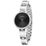Shop Calvin Klein Wavy Black Dial Silver Steel Strap Watch for Women - K9U23141 in USA