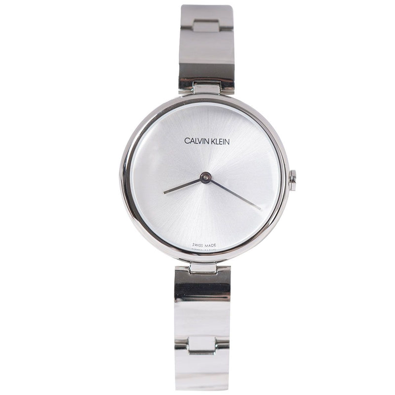 Shop Calvin Klein Wavy Silver Dial Silver Steel Strap Watch for Women - K9U23146 in USA