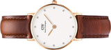 Daniel Wellington Classy St Mawes White Dial Brown Leather Strap Watch For Women - DW00100059