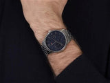 Shop Tommy Hilfiger Damon Chronograph Blue Dial Silver Steel Strap Watch for Men - 1791416 in USA