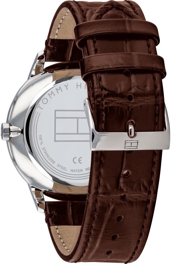 Tommy Hilfiger Brad Chronograph White Dial Brown Leather Strap Watch For Men - 1710389