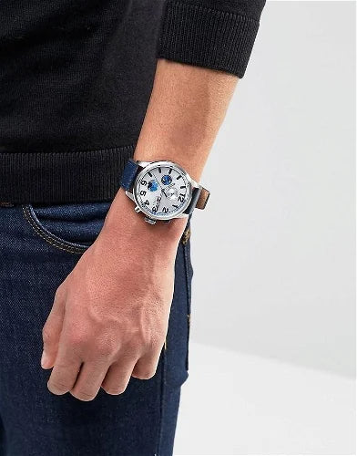 Shop Tommy Hilfiger Jackson Silver Dial Black Leather Strap Watch for Men - 1791240 in USA