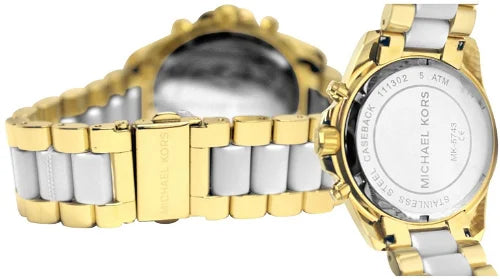Michael Kors Bradshaw Chronograph White Dial Two Tone Steel Strap Watch For Women - MK5743 Buy Now By Michael Kors