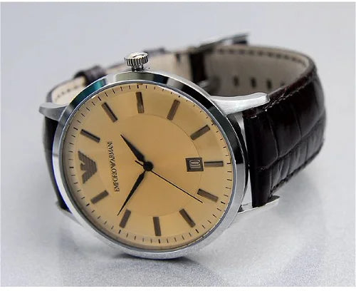 Emporio Armani Classic Quartz Brown Dial Brown Leather Strap Watch For Men - AR2427 Buy Now By Emporio Armani