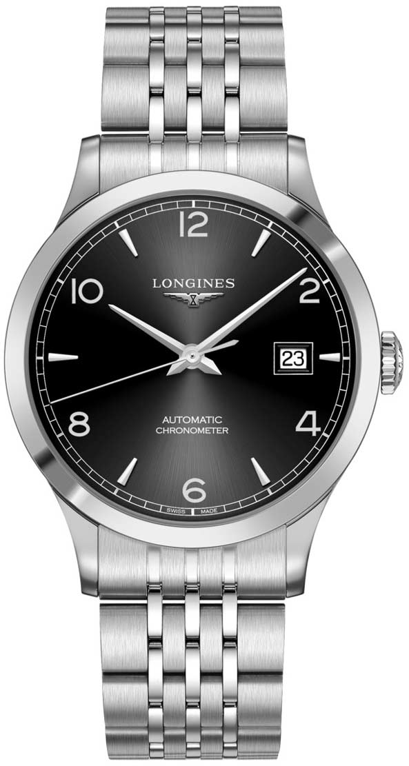Shop Longines Record Black Dial Automatic Stainless Steel 40mm Watch for Men - L2.821.4.56.6 in USA