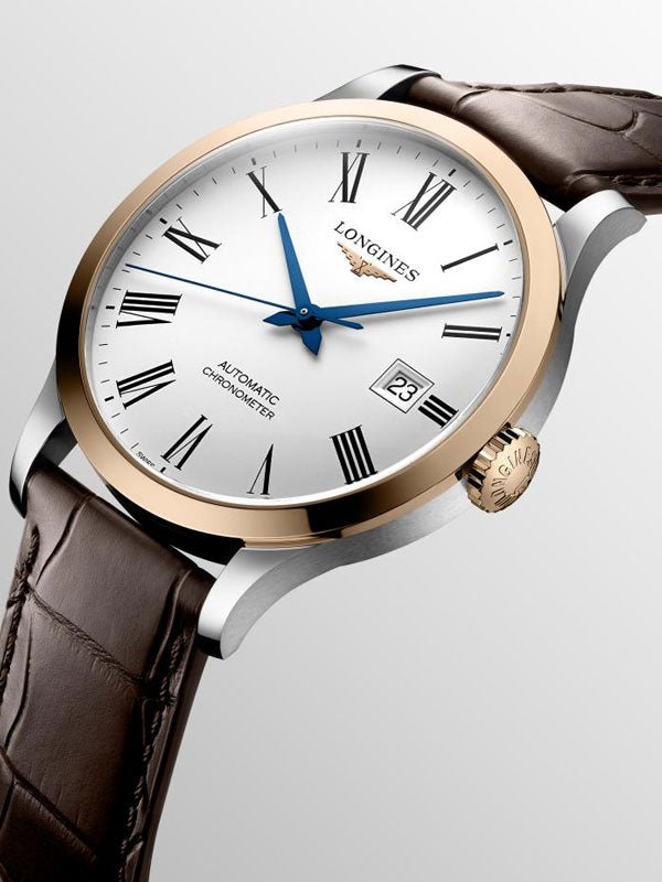 Longines Record Automatic Stainless Steel 18K Gold Watch for Men - L2.821.5.11.2 Buy Now By Longines