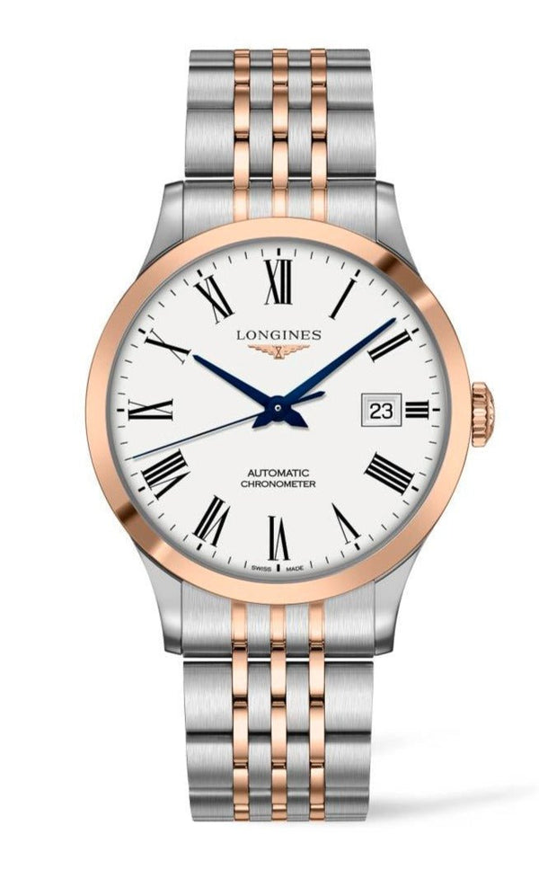 Shop Longines Record Automatic 18K Pink Gold Watch for Men - L2.821.5.11.7 in USA