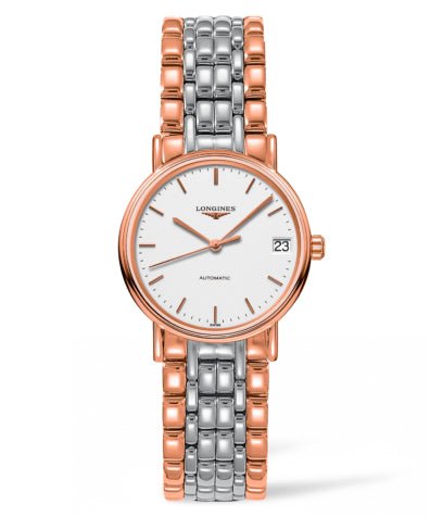 Longines Presence 38.5mm Automatic White Dial Two Tone Steel Strap Watch for Men - L4.921.1.12.7 Buy Now By Longines