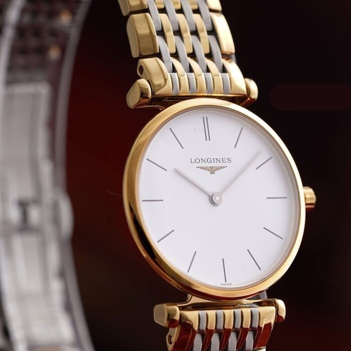 Shop Longines La Grande Classique White Dial Two Tone Mesh Bracelet Watch for Women - L4.209.2.12.7 in USA