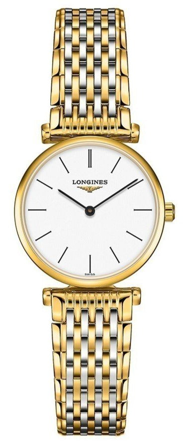 Shop Longines La Grande Classique White Dial Two Tone Mesh Bracelet Watch for Women - L4.209.2.12.7 in USA