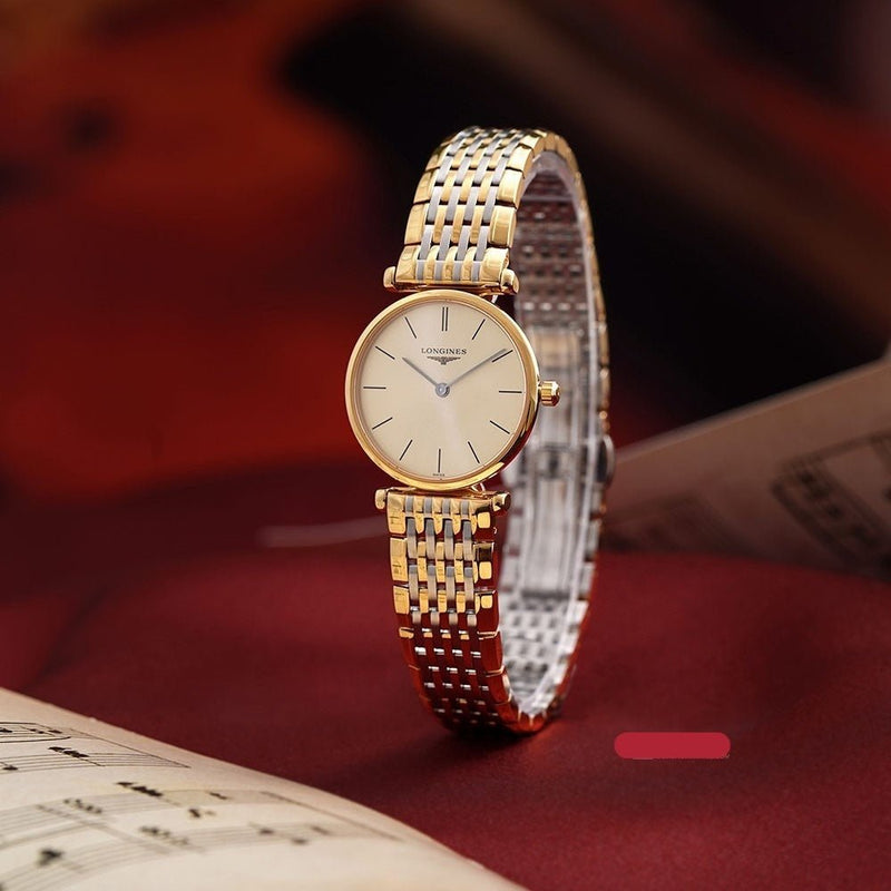 Shop Longines La Grande Classique de Longines Gold Dial Two Tone Steel Strap Watch for Women - L4.209.2.31.7 in USA