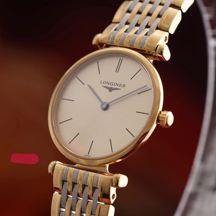 Shop Longines La Grande Classique Quartz Gold Dial Two Tone Mesh Bracelet Watch for Women - L4.209.2.32.7 in USA