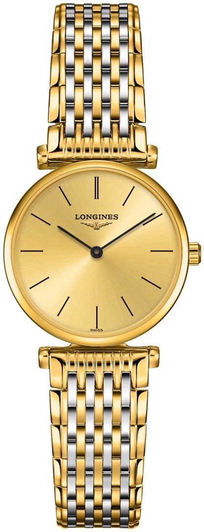 Shop Longines La Grande Classique Quartz Gold Dial Two Tone Mesh Bracelet Watch for Women - L4.209.2.32.7 in USA