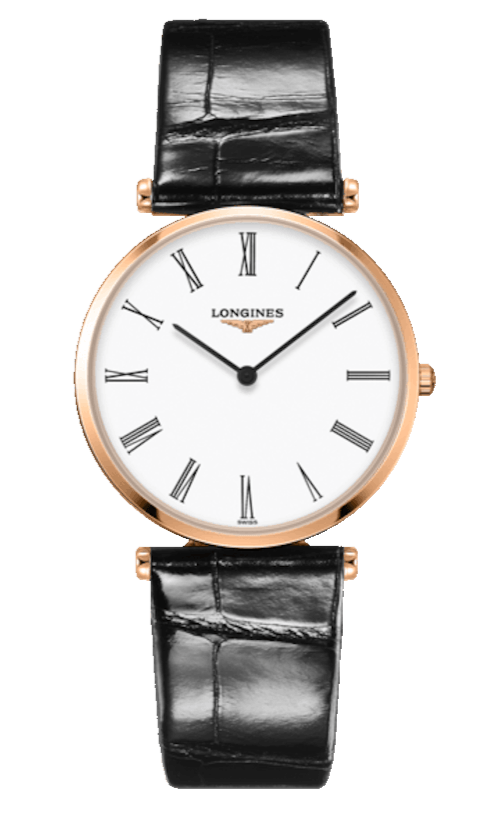 Shop Longines La Grande Classique De Longines White Dial Black Leather Strap Watch for Women - L4.755.1.91.2 in USA