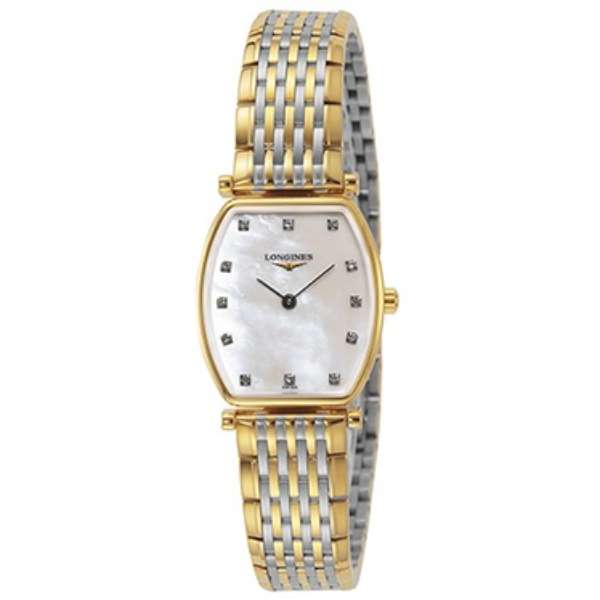 Shop Longines La Grande Classique White Dial Two Tone Mesh Bracelet Watch for Women - L4.205.2.87.7 in USA