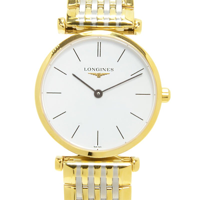 Shop Longines La Grande Classique White Dial Two Tone Mesh Bracelet Watch for Women - L4.209.2.12.7 in USA