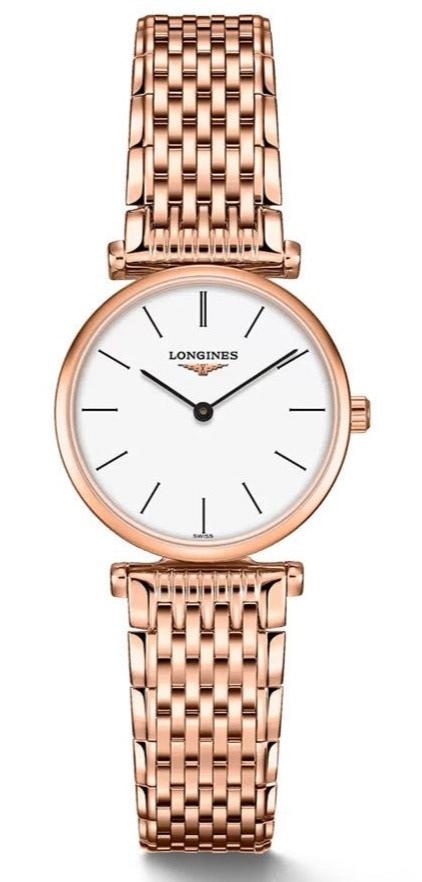 Shop Longines La Grande Classique White Dial Rose Gold Mesh Bracelet Watch for Women - L4.209.1.92.8 in USA