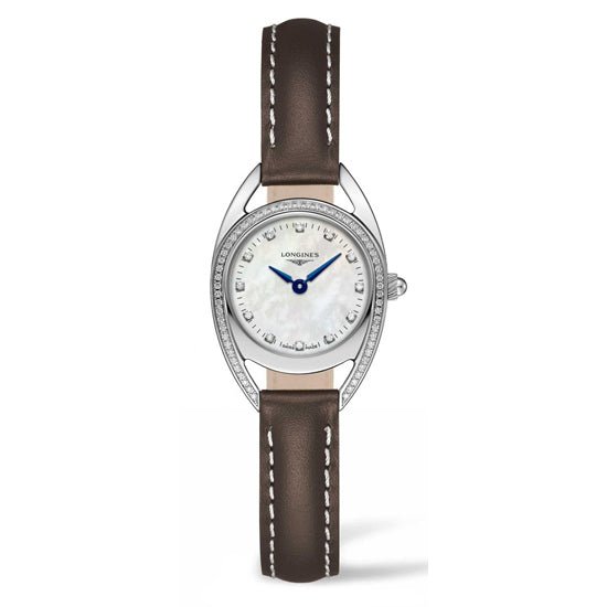 Shop Longines Equestrian Mother of Pearl Dial Brown Leather Strap Watch for Women - L6.136.0.87.2 in USA
