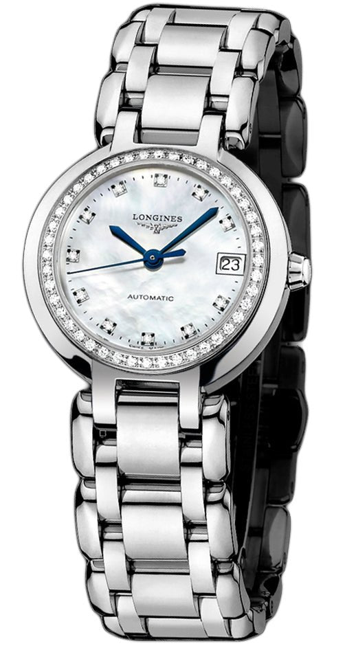 Longines PrimaLuna 26.5mm Automatic White Mother of Pearl Dial Silver Stainless Steel Watch for Women - L8.111.0.87.6 Buy Now By Longines