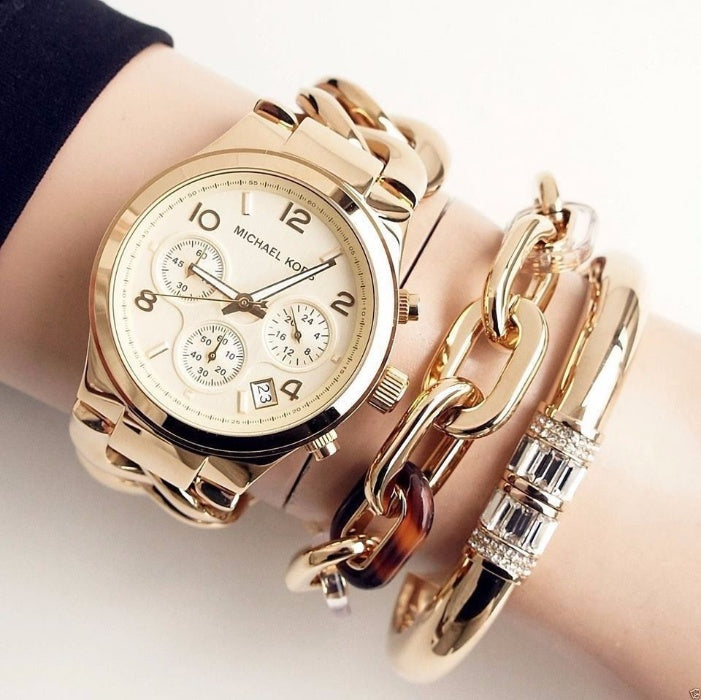 Michael Kors Runway Twist Gold Dial Gold Stainless Steel Strap Watch for Women - MK3131 Buy Now By Michael Kors