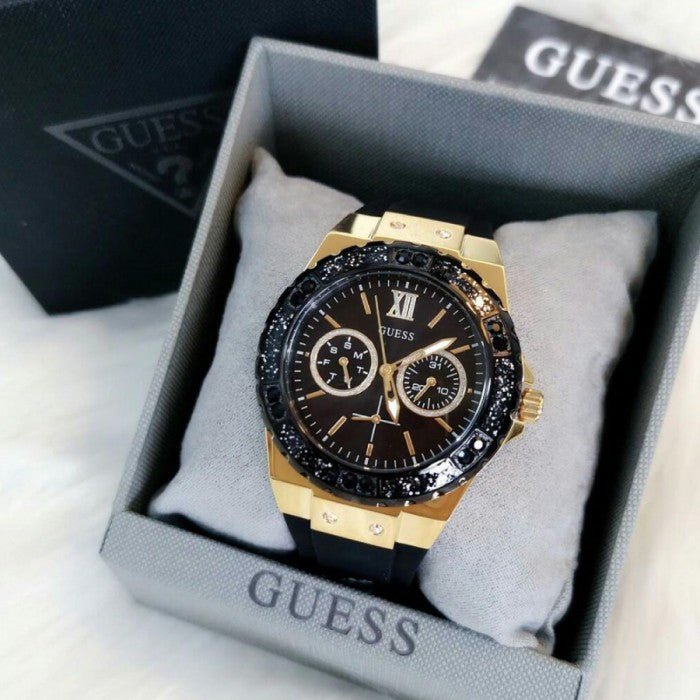 Shop Guess Black Dial Black Rubber Strap Watch For Women - W1053L7 in USA