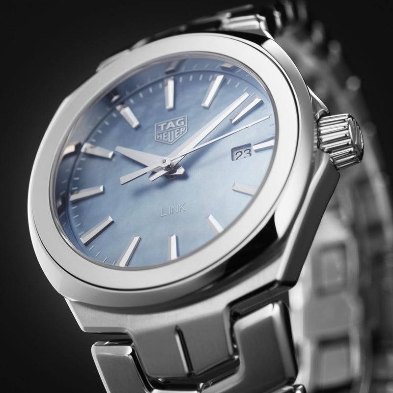Shop Tag Heuer Link Quartz Mother of Pearl Dial Silver Steel Strap Watch for Women - WBC1311.BA0600 in USA