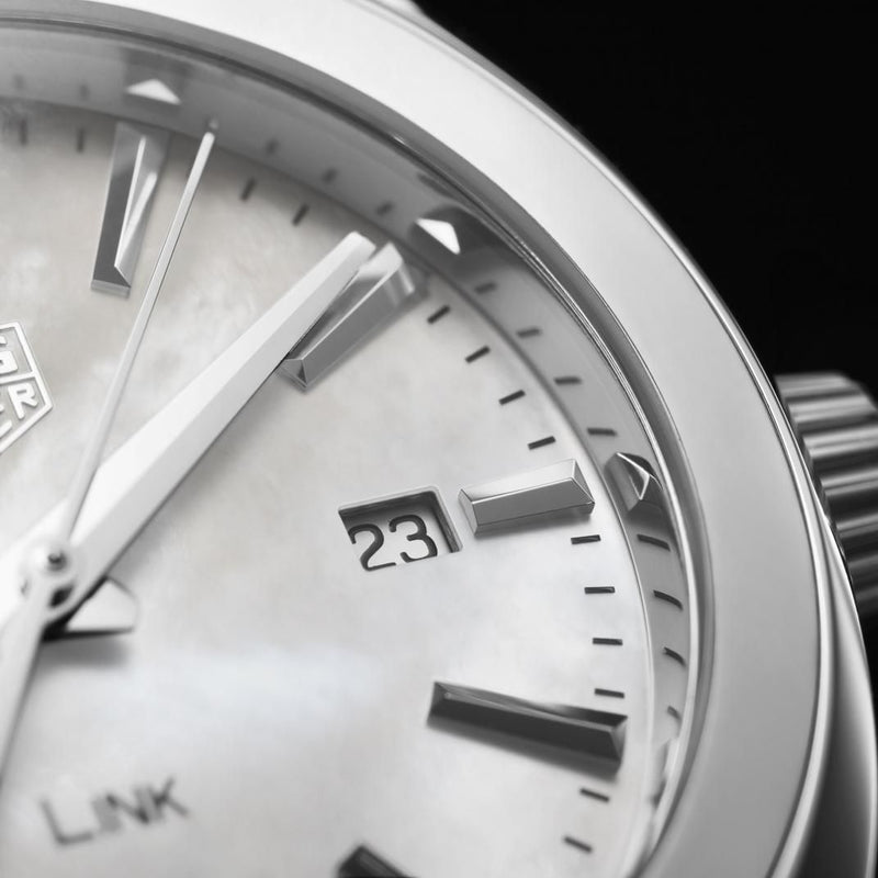 Shop Tag Heuer Link Quartz Mother of Pearl Dial Silver Steel Strap Watch for Women - WBC1310.BA0600 in USA