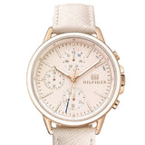 Shop Tommy Hilfiger Carly Cream Dial Cream Leather Strap Watch for Women -1781789 in USA