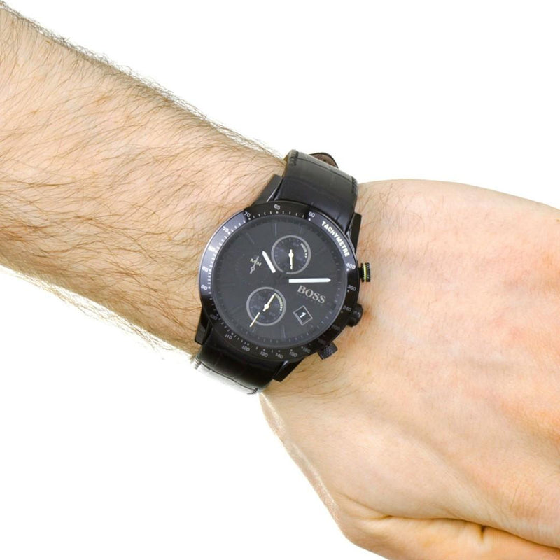 Hugo Boss Rafale Chronograph Black Dial Black Leather Strap Watch For Men - 1513389 Buy Now By Hugo Boss