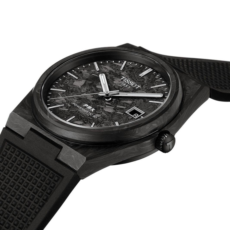 Shop Tissot PRX Powermatic 80 Carbon Black Dial Black Rubber Strap Watch for Men - T137.907.97.201.00 in USA