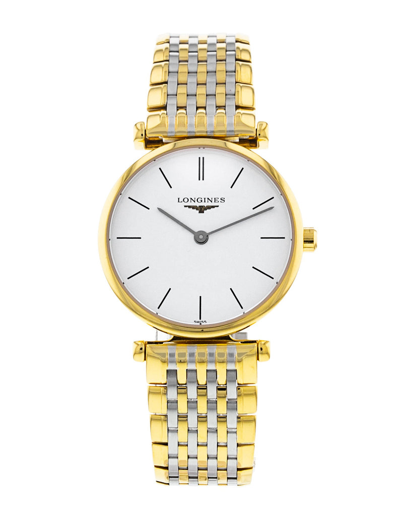 Shop Longines La Grande Classique White Dial Two Tone Mesh Bracelet Watch for Women - L4.209.2.12.7 in USA