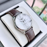 Longines Master Collection Automatic 38.5mm Silver Diamond Dial Brown Leather Strap Watch for Men - L2.755.4.77.3 Buy Now By Longines