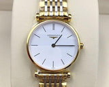 Shop Longines La Grande Classique White Dial Two Tone Mesh Bracelet Watch for Women - L4.209.2.12.7 in USA