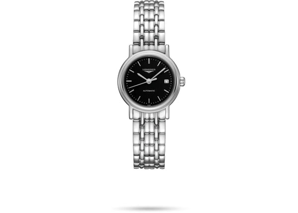 Shop Longines Presence 25.5mm Automatic Black Dial Silver Steel Strap Watch for Women - L4.321.4.52.6 in USA
