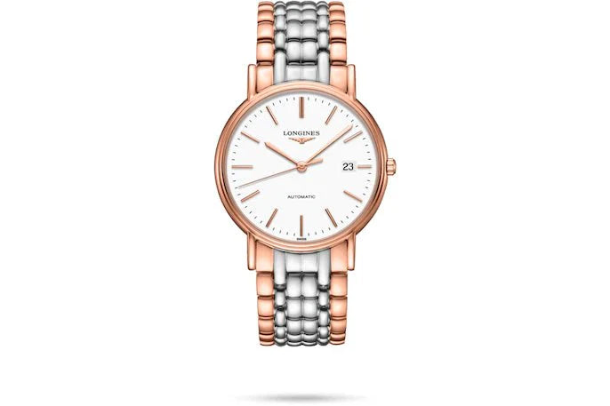 Longines Presence 38.5mm Automatic White Dial Two Tone Steel Strap Watch for Men - L4.921.1.12.7 Buy Now By Longines