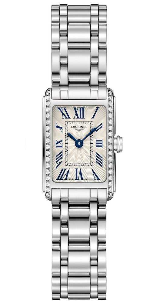 Shop Longines Dolcevita Diamonds Silver Dial Silver Steel Strap Watch for Women - L5.258.0.71.6 in USA