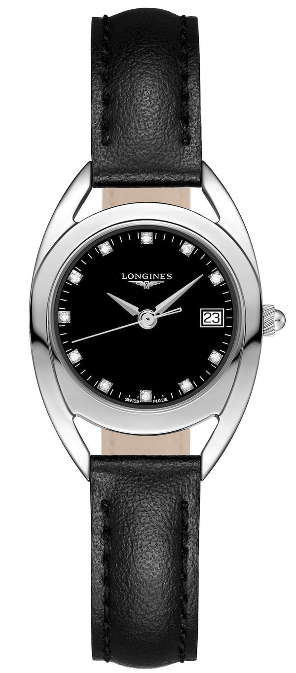 Shop Longines Equestrian Quartz Diamond Black Dial Watch for Women - L6.136.4.57.0 in USA