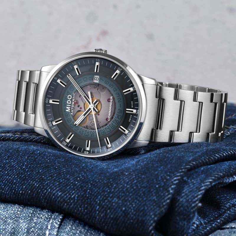 Mido Commander Automatic Gradient Black Dial Silver Steel Strap Watch For Men - M021.407.11.411.00 Buy Now By Mido
