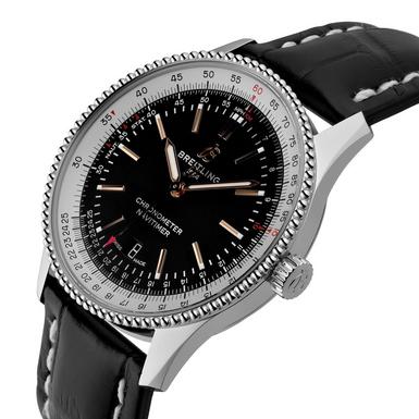 Shop Breitling Navitimer 1 Automatic 41mm Black Dial Black Leather Strap Mens Watch - A17326211B1P1 in USA