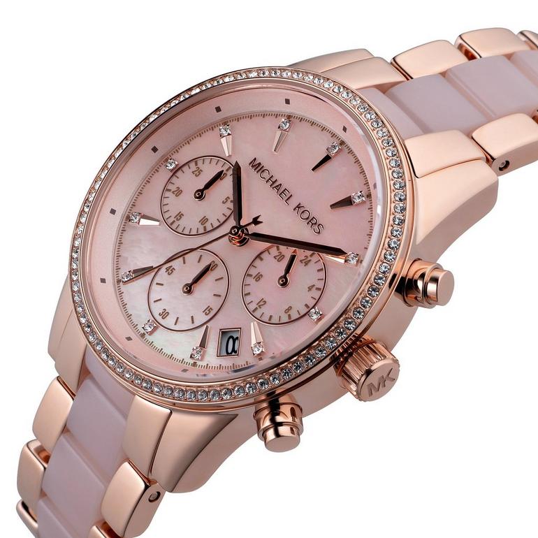 Michael Kors Ritz Chronograph Mother of Pearl White Dial Two Tone Steel Strap Watch For Women - MK6769 Buy Now By Michael Kors