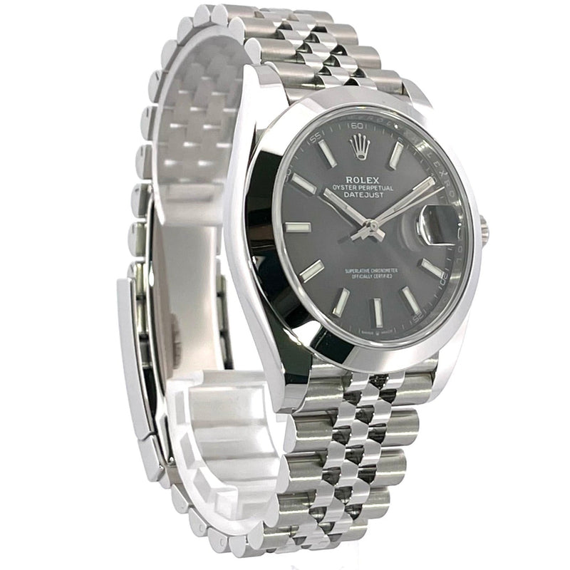 Shop Rolex Datejust 41 Oyster Grey Dial Silver Oystersteel Bracelet Watch for Men - M126300-0008 in USA
