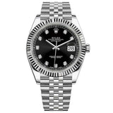 Shop Rolex Datejust 41 Oyster Diamonds Black Dial Oystersteel & White Gold Strap Watch for Men - M126334-0012 in USA