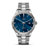 Tudor Style Automatic Diamonds Blue Dial Silver Steel Strap Watch for Men - M12710-0017