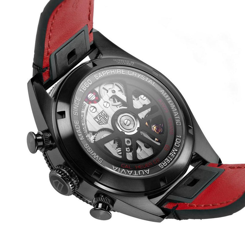 Tag Heuer Autavia Chronometer Flyback Chronograph Black Dial Black Leather Strap Watch for Men - CBE511C.FC8280 Buy Now By Tag Heuer