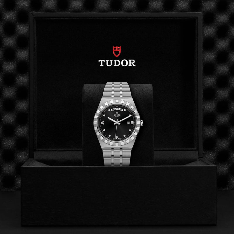 Tudor Royal Automatic Diamonds Black Dial Silver Steel Strap Watch for Men - M28600-0004 Buy Now By Tudor