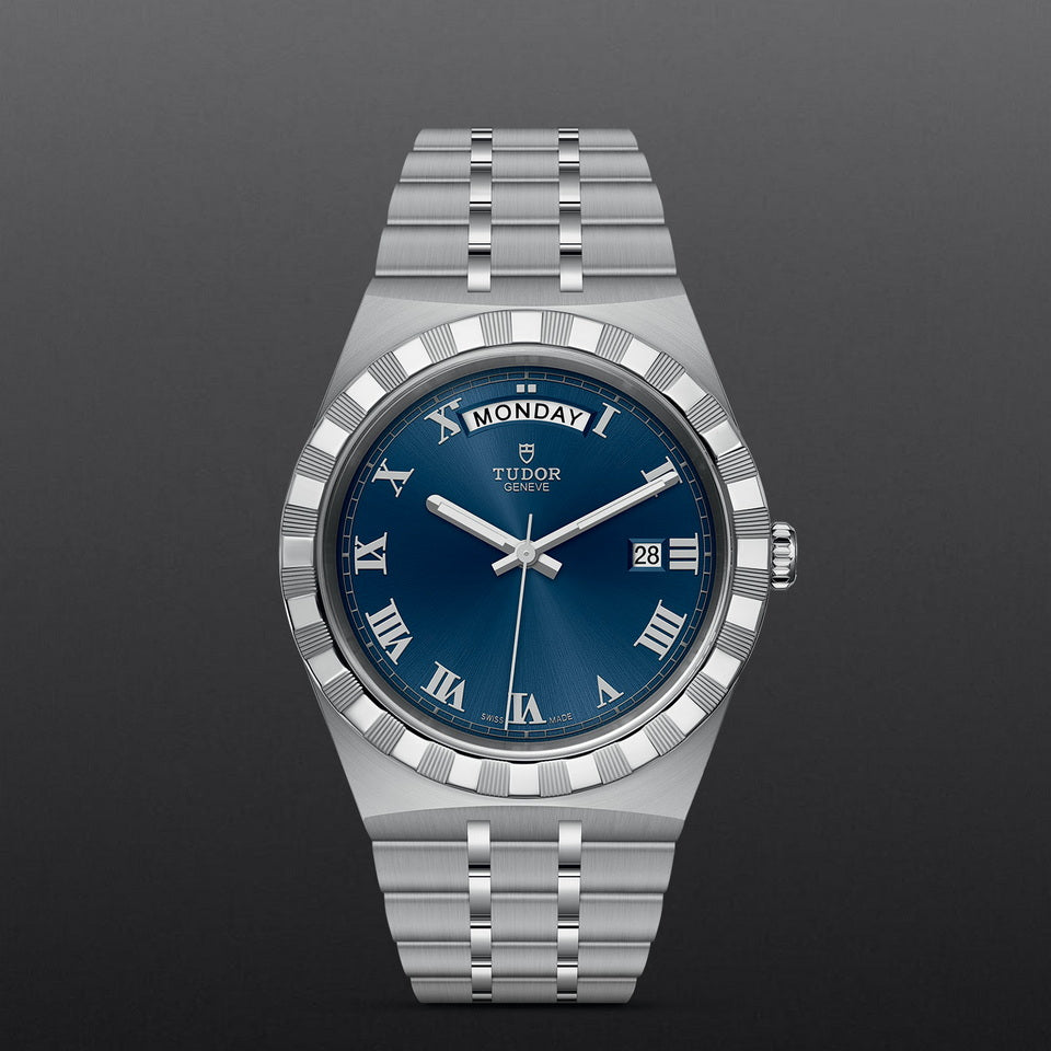 Tudor Royal Automatic Blue Dial Silver Steel Strap Watch for Men - M28600-0005