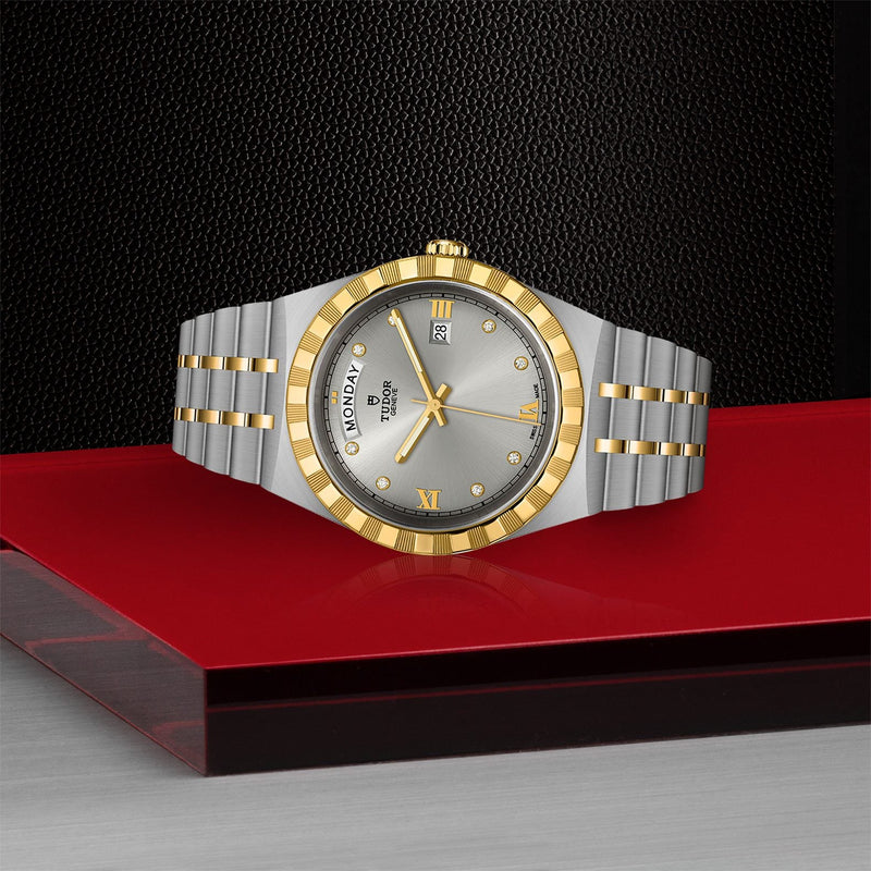 Tudor Royal Diamonds Automatic Grey Dial Two Tone Steel Strap Watch for Men - M28603-0002 Buy Now By Tudor