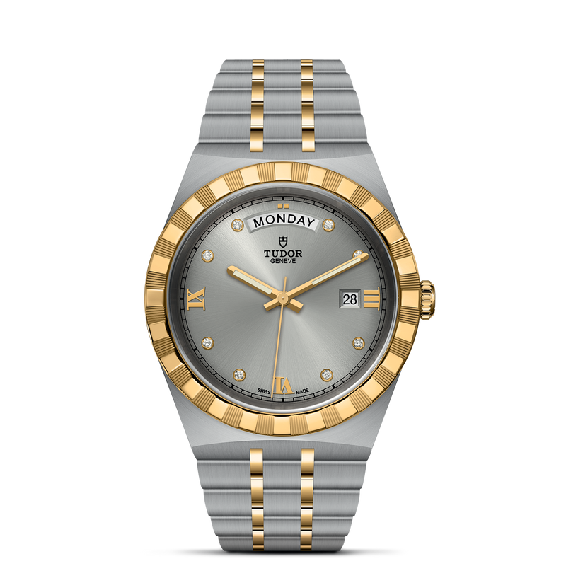 Tudor Royal Diamonds Automatic Grey Dial Two Tone Steel Strap Watch for Men - M28603-0002 Buy Now By Tudor